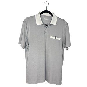 Untuckit Short Sleeve Polo Shirt Mens Size M‎ Gray White Chest Pocket